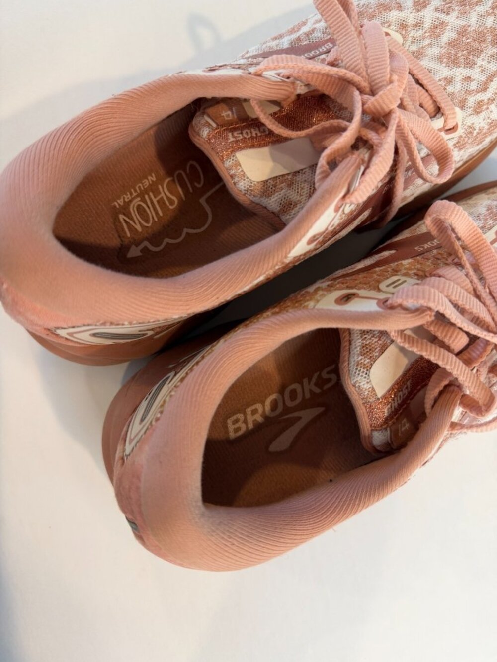 Brooks Women's Ghost 14 Brown Cloud White Coral Pink Running Shoe Size 6 - Picture 8 of 14